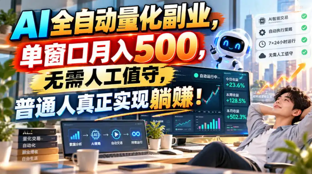 AI全自动量化副业,单窗口月入500,无需人工值守,普通人真正实现躺賺!-免费项目网