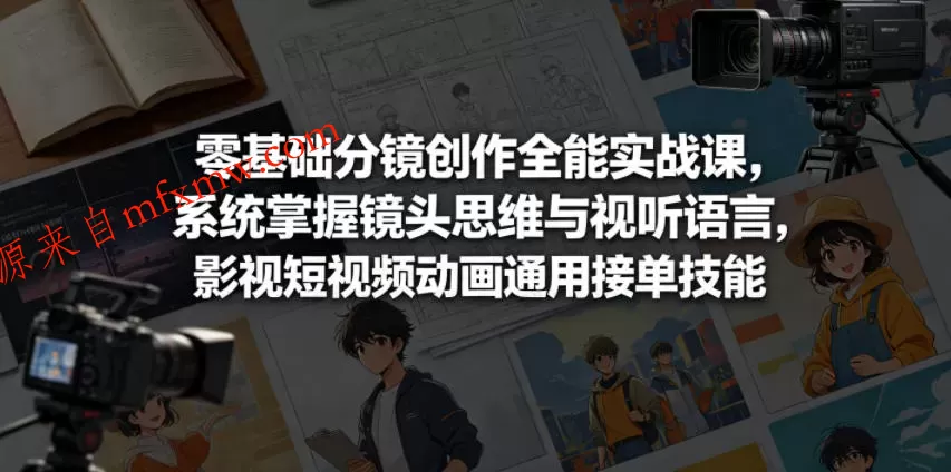 零基础分镜创作全能实战课,系统掌握镜头思维与视听语言,影视短视频动画通用接单技能