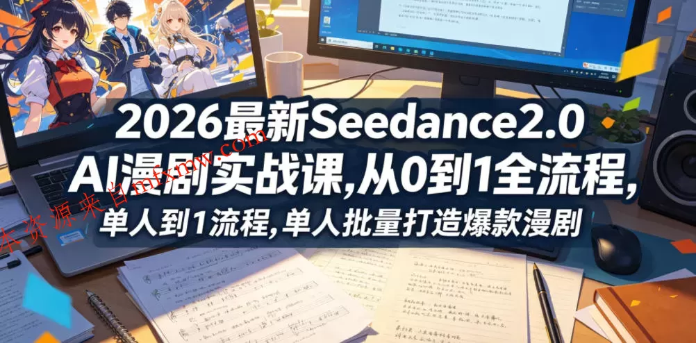 2026最新Seedance2.0 AI漫剧实战课,,从0到1全流程,单人批量打造爆款漫剧