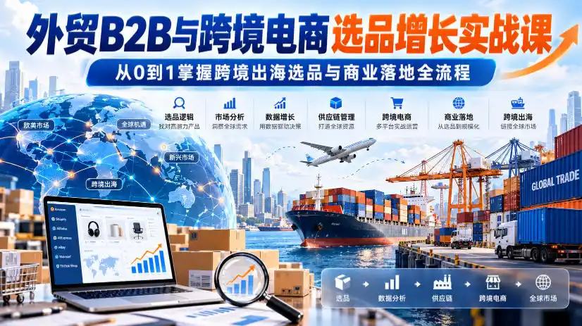 外贸B2B与跨境电商选品增长实战课，从0到1掌握跨境出海选品与商业落地全流程-免费项目网