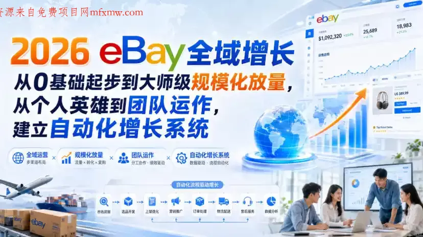 2026 eBay全域增长，从0基础起步到大师级规模化放量，从个人英雄到团队运作，建立自动化增长系统
