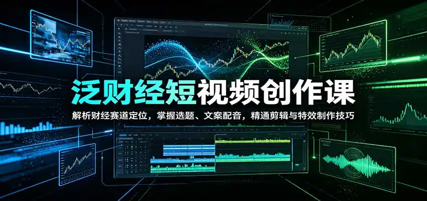 泛财经短视频创作课：解析财经赛道定位，掌握选题、文案配音，精通剪辑与特效制作技巧-免费项目网