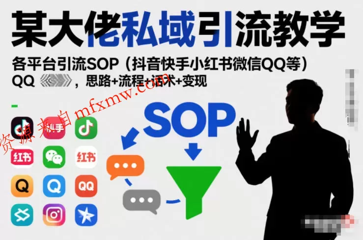 某大佬私域引流教学,各平台引流SOP(抖音快手小红书微信QQ等),思路+流程+话术+变现(更新0708)