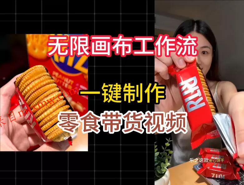 无限画布工作流一键制作零食带货视频,操作简单实操教学