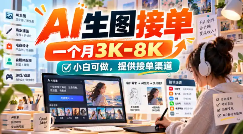 AI生图接单,一个月3K-8K,小白可做,提供接单渠道-免费项目网