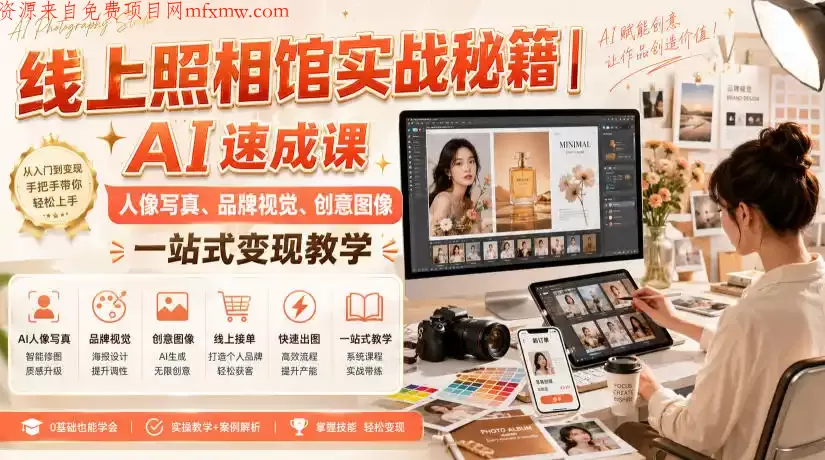 线上照相馆实战秘籍|AI速成课,人像写真、品牌视觉、创意图像一站式变现教学