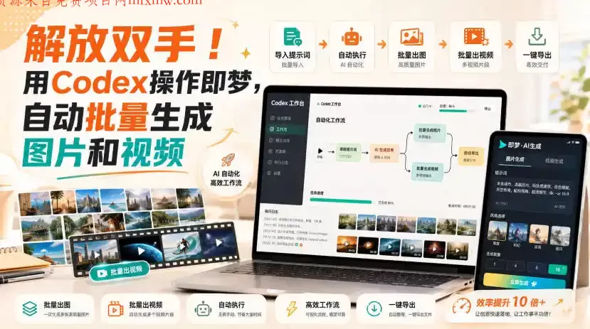 解放双手!用Codex操作即梦,自动批量生成图片和视频