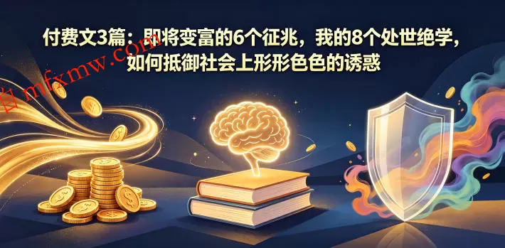 付费文3篇：即将变富的6个征兆，我的8个处世绝学，如何抵御社会上形形色色的诱惑