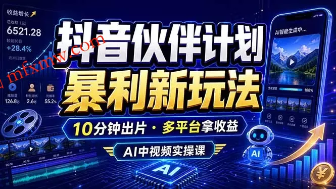 抖音伙伴计划最新玩法,无需配音剪辑,10分钟出一条原创视频,轻松日入三位数 抖音伙伴计划最新玩法,无需配音剪辑,10分钟出一条原创视频,轻松日入三位数