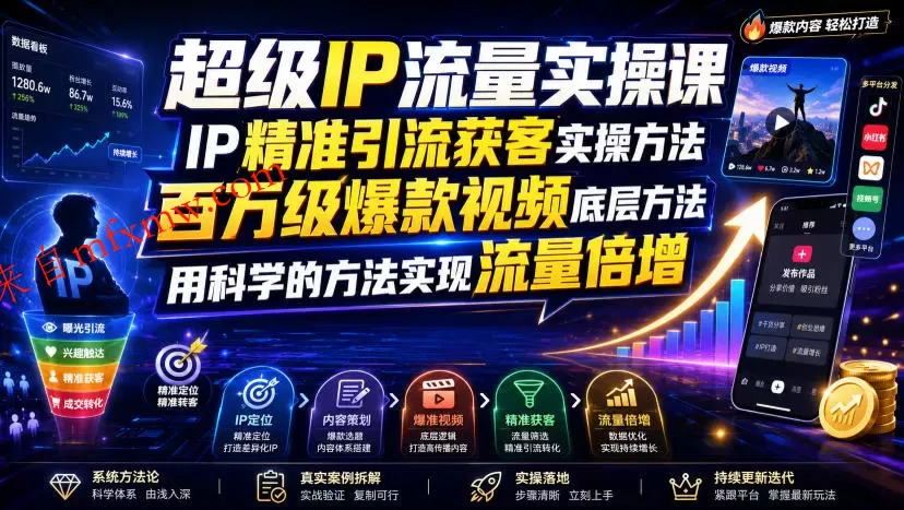 超级IP流量实操课,IP精准引流获客实操方法,百万级爆款视频底层方法,用科学的方法实现流量倍增