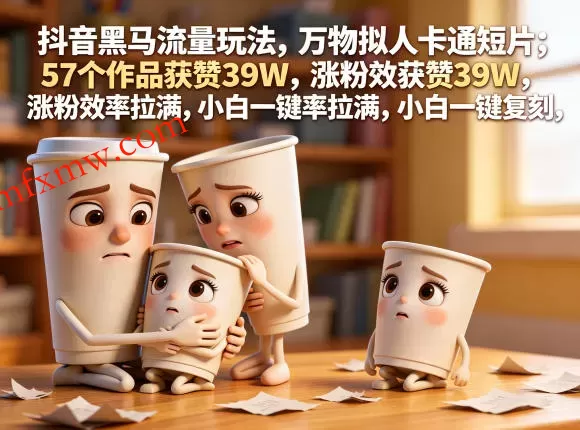 抖音黑马流量玩法，万物拟人卡通短片，57个作品获赞39W，涨粉效率拉满，小白一键复刻，保姆级拆解