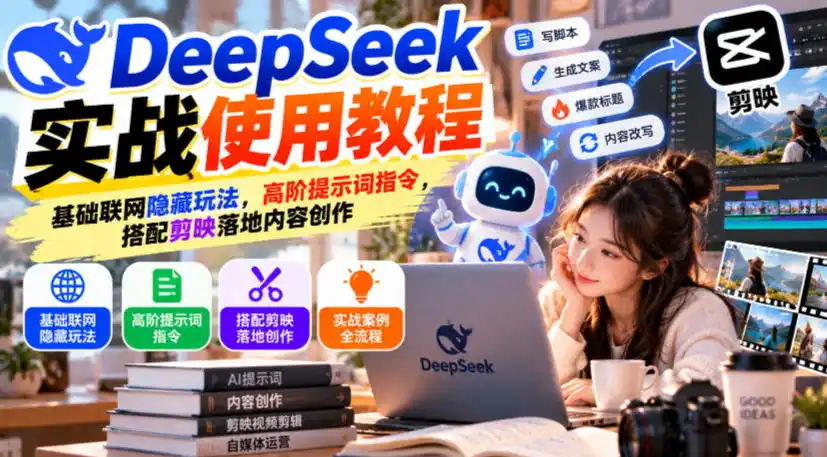 DeepSeek实战使用教程｜基础联网隐藏玩法，高阶提示词指令，搭配剪映落地内容创作-免费项目网