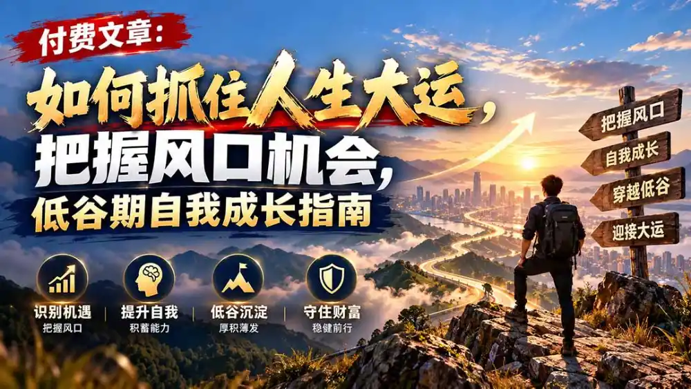 付费文章：如何抓住人生大运，把握风口机会，低谷期自我成长指南-免费项目网