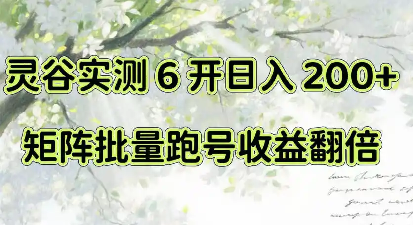 一台电脑就能做!灵谷实测6开日入200+,矩阵批量跑号收益翻倍【揭秘】