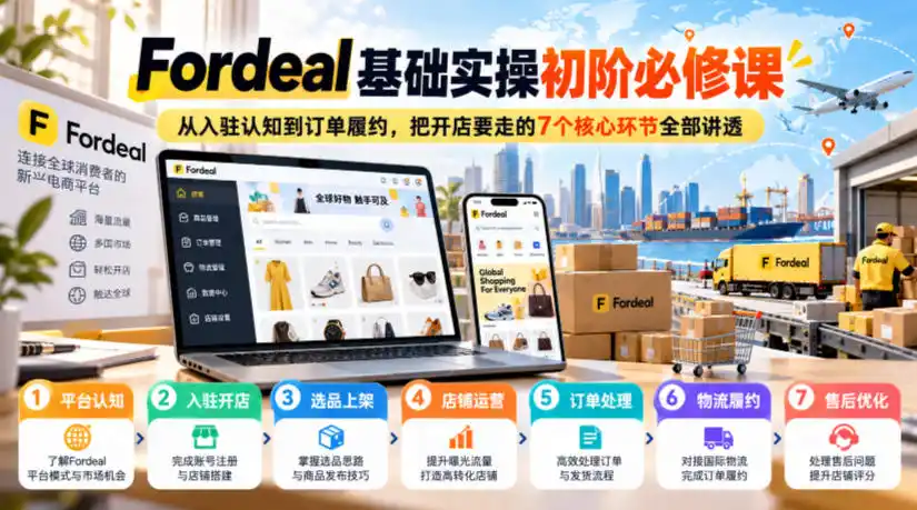 Fordeal基础实操初阶必修课,从入驻认知到订单履约,把开店要走的7个核心环节全部讲透-免费项目网
