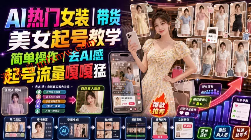 AI热门女装带货丨美女起号教学，简单操作，去AI感，起号流量嘎嘎猛