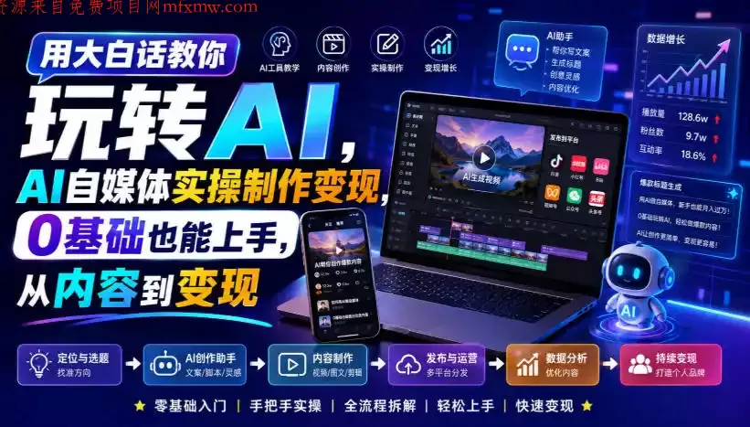 用大白话教你玩转AI,AI自媒体实操制作变现,0基础也能上手,从内容到变现