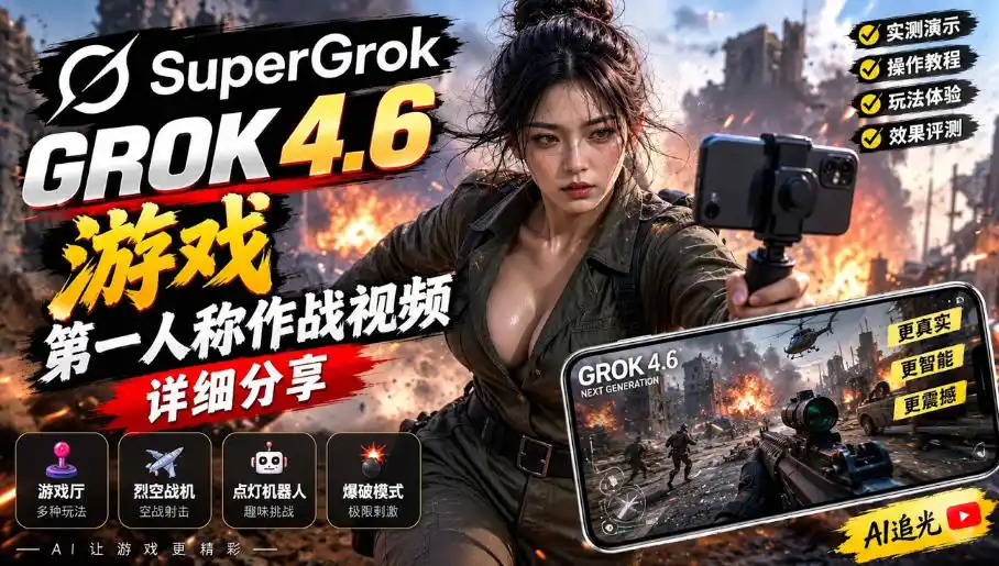 Grok 4.6也能做游戏？第一人称作战视频实测｜玩法详细讲解-免费项目网