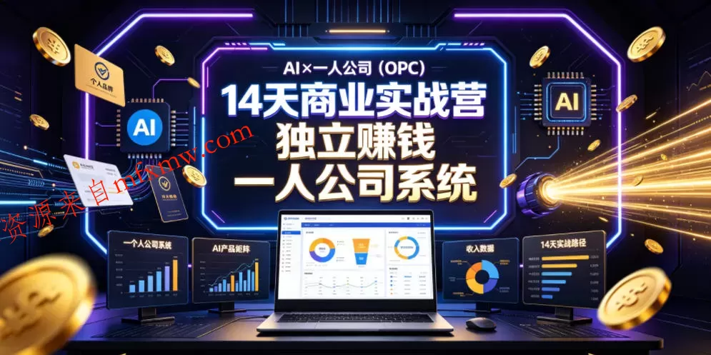 AI×一人公司(OPC)14天商业实战营,用AI帮你搭建一个属于你自己的、能独立賺钱的一人公司系统