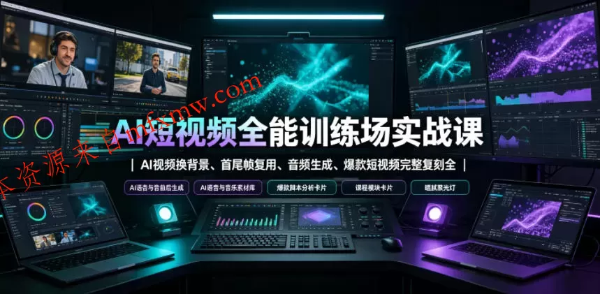 AI短视频全能训练场实战课|AI视频换背景、首尾帧复用、音频生成、爆款短视频完整复刻全套实操教学