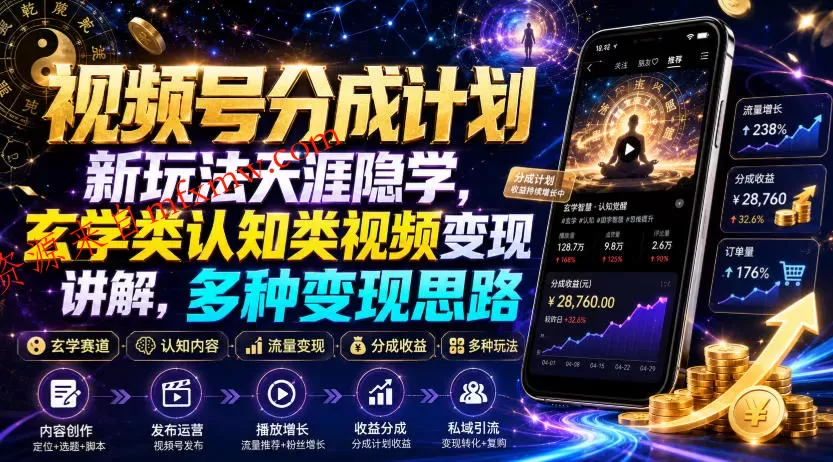 视频号分成计划新玩法天涯隐学，玄学类认知类视频变现讲解，多种变现思路
