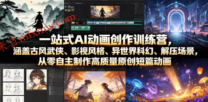 一站式AI动画创作训练营,涵盖古风武侠、影视风格、异世界科幻、解压场景,从零自主制作高质量原创短篇动画