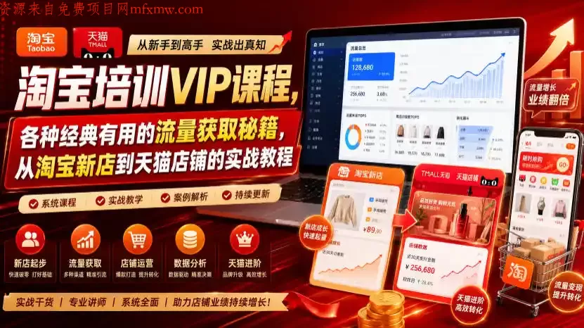 淘宝培训VIP课程，各种经典有用的流量获取秘籍，从淘宝新店到天猫店铺的实战教程（更新08月20日）
