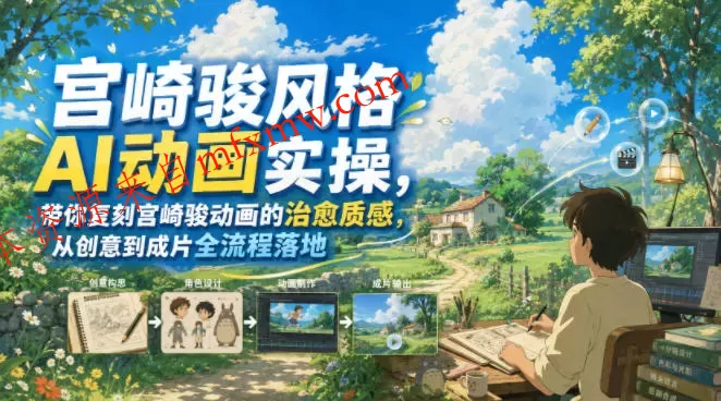 宫崎骏风格AI动画实操,带你复刻宫崎骏动画的治愈质感,从创意到成片全流程落地