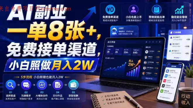 AI副业一单8张+,免费接单渠道,小白照做月入2W【揭秘】
