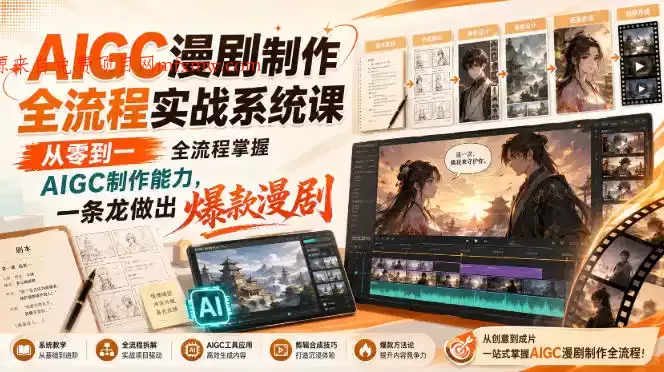AIGC漫剧制作全流程实战系统课,从零到一全流程掌握AIGC制作能力,一条龙做出爆款漫剧