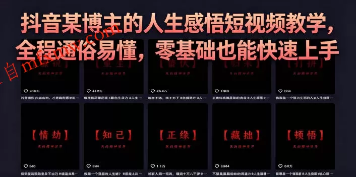 抖音某博主的灰太狼人生感悟短视频教学，全程通俗易懂，零基础也能快速上手
