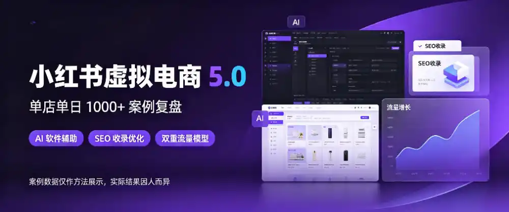 小红书虚拟电商5.0，单店单日1000+，AI软件+SEO收录，双重流量稳定出单【揭秘】-免费项目网