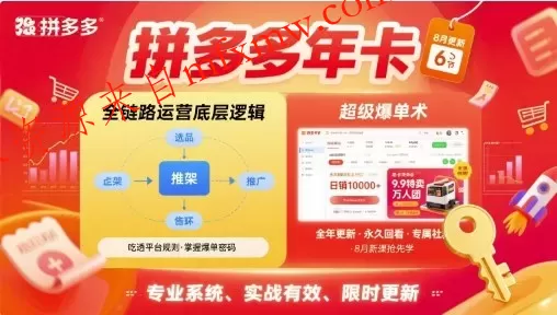 拼多多年卡，拼多多全链路运营底层逻辑，超级爆单术【更新26年6月】