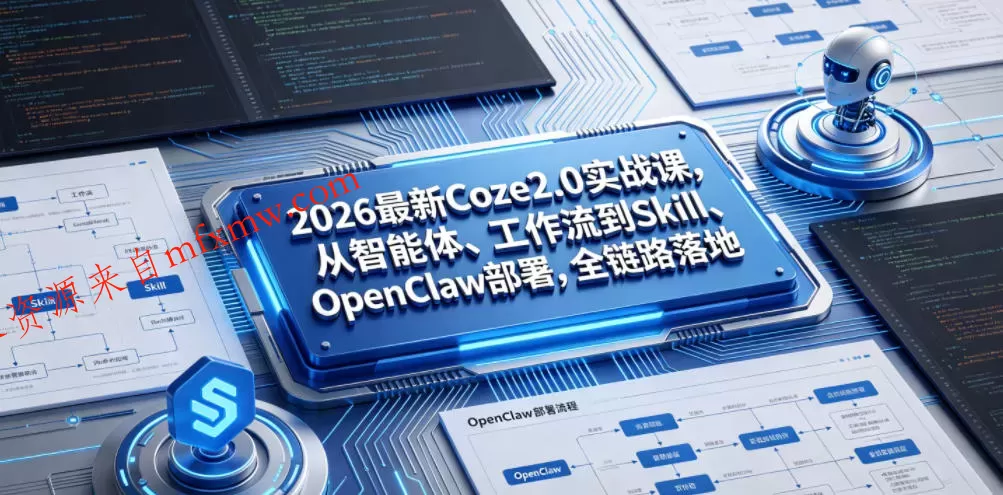2026最新Coze2.0实战课,从智能体、工作流到Skill、OpenClaw部署,全链路落地