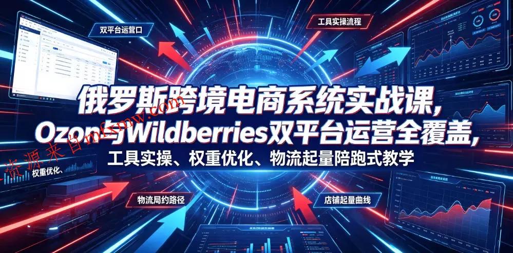 俄罗斯跨境电商系统实战课,Ozon与Wildberries双平台运营全覆盖,工具实操、权重优化、物流履约、店铺起量陪跑式教学