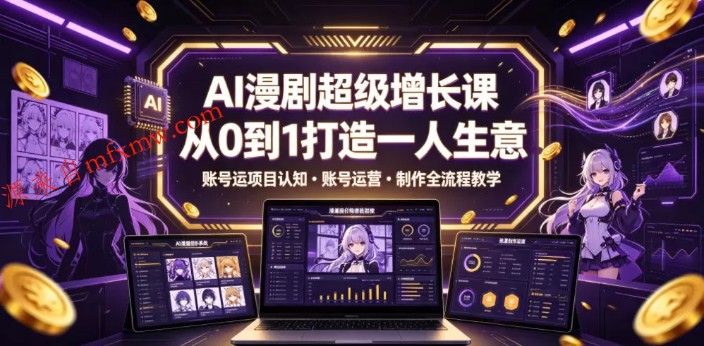 AI漫剧超级增长课，从0到1打造一人生意，项目认知・账号运营・制作全流程教学