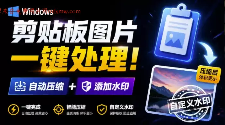 Windows剪贴板复制图片后,体积会暴涨数百倍?剪贴板图片一键自动压缩及添加水印工具
