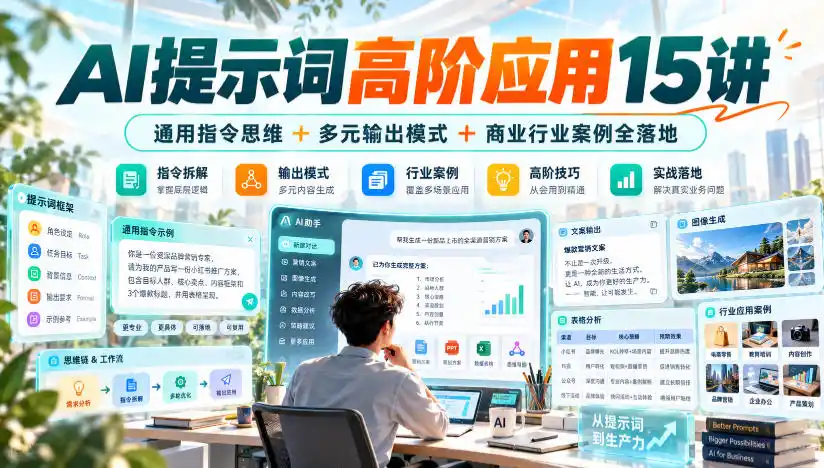 AI提示词高阶应用15讲｜通用指令思维+多元输出模式+商业行业案例全落地-免费项目网