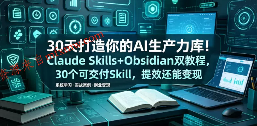 30天打造你的AI生产力库!Claude Skills+Obsidian 双教程,30 个可交付 Skill,提效还能变现