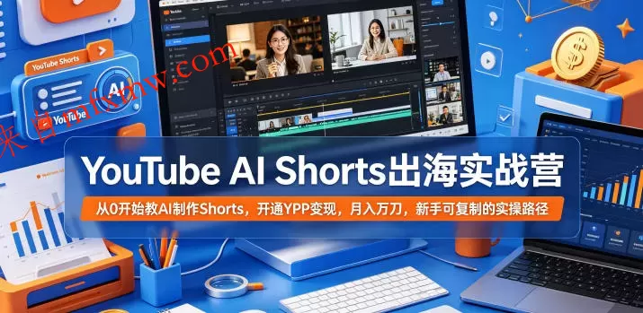 YouTube AI Shorts出海实战营,从0开始教AI制作Shorts,开通YPP变现,月入万刀,新手可复制的实操路径