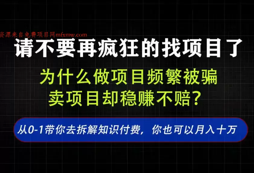 找项目?别傻了!卖项目才是真的一本万利!看完你全都懂了【揭秘】