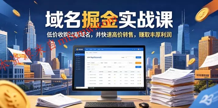域名交易掘金实战课，低价收购过期域名，并快速高价转售，賺取丰厚利润【原创双语字幕】