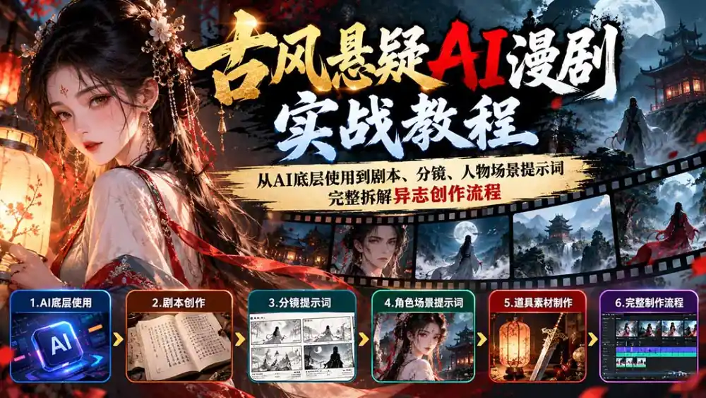 古风悬疑AI漫剧实战教程：从AI底层使用到剧本、分镜、人物场景提示词，完整拆解异志创作流程-免费项目网