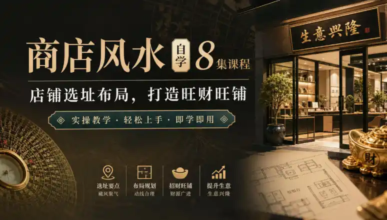 商店风水自学8集课程|店铺选址布局,打造旺财旺铺实操教学