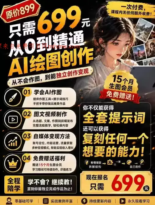 抖音10W粉丝博主的AI绘图教学,从0到精通AI绘图创作,从不会作图到能独立创作变现