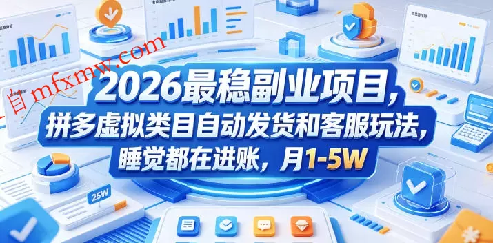 2026最稳副业项目,拼多多虚拟类目自动发货和客服玩法,睡觉都在进账,月1-5W【揭秘】