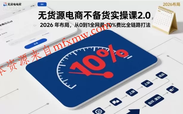无货源电商不备货实操课2.0，2026年布局，从0到1全网最低10%费比全链路打法【更新26年7月22日】