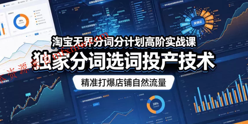 淘宝无界分词分计划高阶实战课，独家分词选词投产技术，精准打爆店铺自然流量