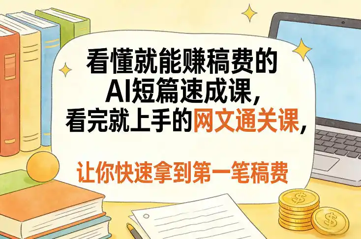 看懂就能賺稿费的AI短篇速成课，看完就上手的网文通关课，让你快速拿到第一笔稿费(更新1008)-免费项目网