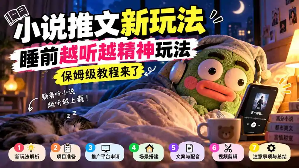 小说推文新玩法，睡前越听越精神玩法，保姆级教程来了-免费项目网
